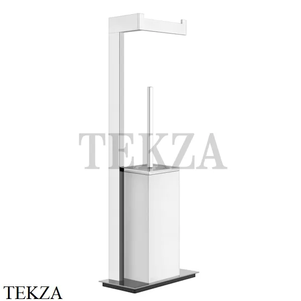 Gessi Rettangolo Стойка напольная с бумагодержателем и ершиком, белый 20933-031, хром глянец