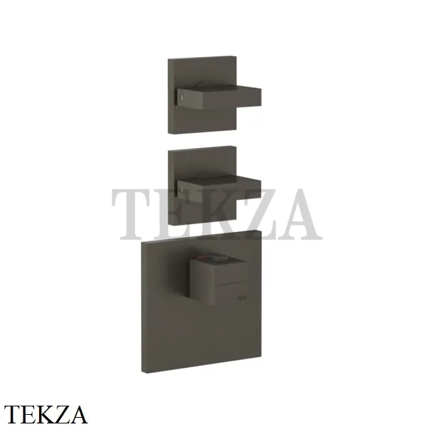 Gessi Rettangolo Wellness Термостат 2 выхода, внешняя часть 43214-707, Black Metal Brushed