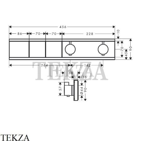 Hansgrohe RainSelect Термостатический модуль, 2 потока, внешняя часть 15380340, черный хром brushed