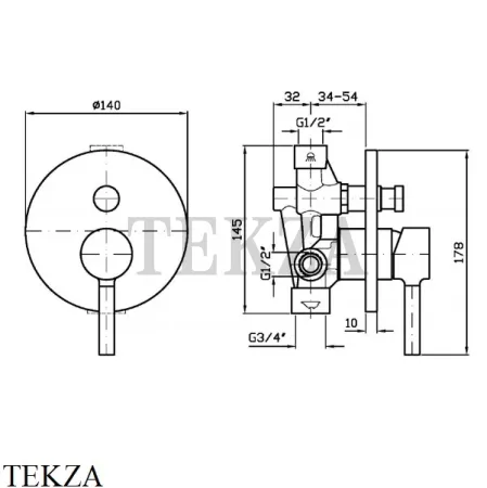 Zucchetti Pan Смеситель для душа, внешняя часть ZP6127.N6, матовый черный
