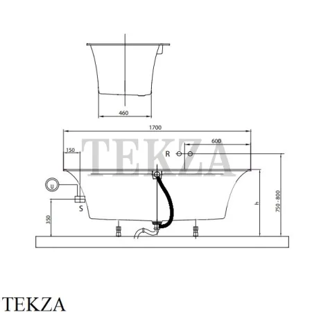 Villeroy & Boch SQUARO EDGE 12 Ванна встраиваемая UBQ170SQE2DV-01, Quaryl, белый глянец