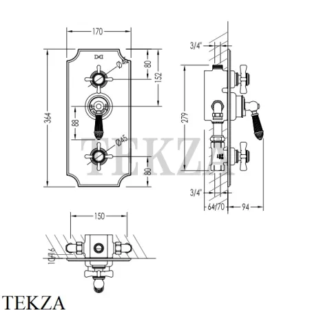 Devon&Devon BLACK DIAMOND Термостат на 2 выхода BLD79CR, хром глянец