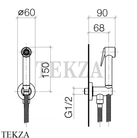 Dornbracht Гигиенический душ с держателем 27701970-09, золото глянец