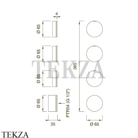 CEA GIOTTO Термостатический смеситель, 3 потока, внешняя часть, GIO59