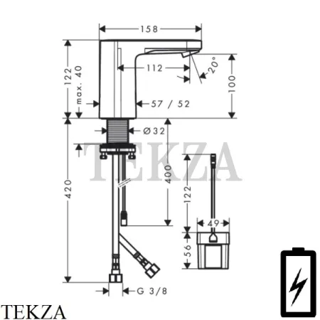 Hansgrohe Vernis Blend Электронный смеситель для раковины, от батарейки 71502000, хром глянец