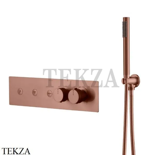 Boheme FUSION Termo Термостат для душа, 3 потока, с гарнитуром 131-SYS-CB, Copper Brushed
