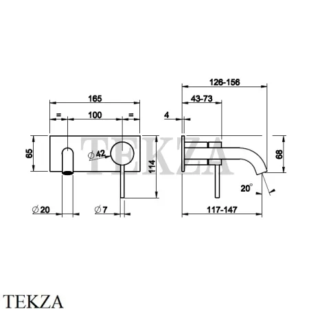 Gessi 316 TRAME Смеситель для раковины, внешняя часть, 11-14 см 54388-239, Steel Brushed