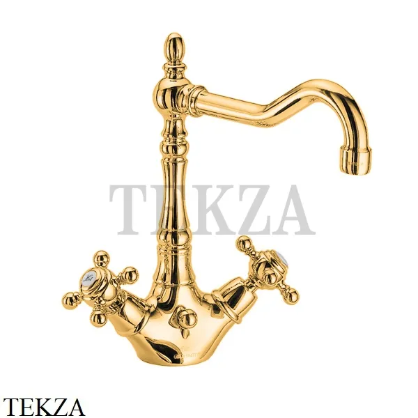 FIMA Carlo Frattini ELIZABETH Смеситель для раковины, с донным клапаном F5091OR, золото глянец