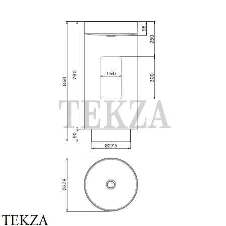 Newform SOLO STEEL Раковина напольная круглая, слив в стену 72302X.59.097, Brushed gold