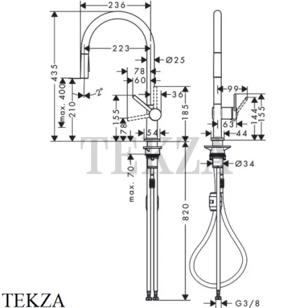 Hansgrohe Talis M54 Смеситель для кухни с вытяжным изливом Eco 210 2jet 72842000, хром глянец