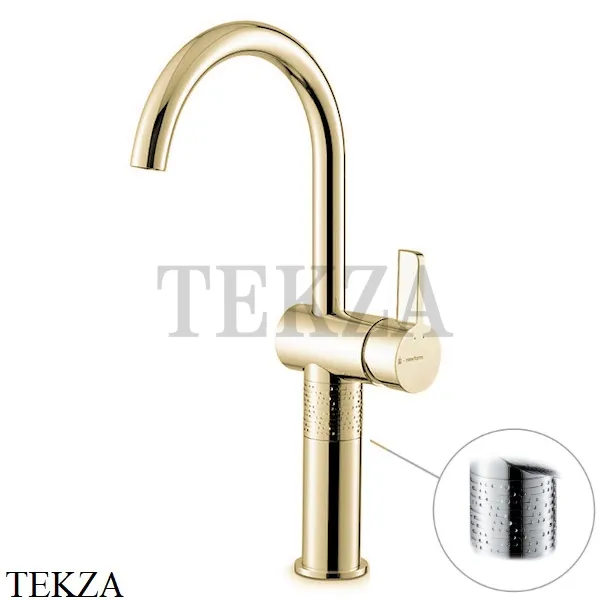 Newform Blink Chic luxury Смеситель для раковины высокий, без гарнитура 71115.59.098, PVD Brushed pale gold