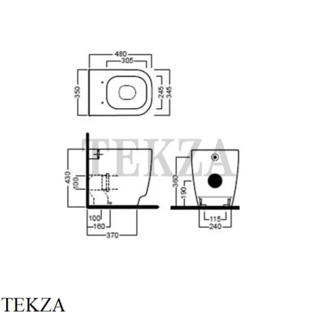 Hatria Fusion 48 Унитаз приставной без ободка YXZK01, сиденье микролифт, белый глянец (снят с производства)