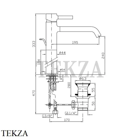 Zucchetti Pan Смеситель для раковины, с донным клапаном ZP6218, хром глянец