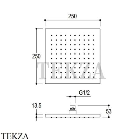 Ritmonio SHOWER Верхняя душевая лейка 25х25 см 75A025 C04, черный матовый
