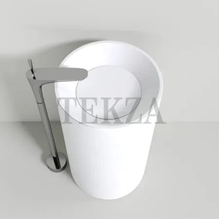 NT Bathroom NT405 Verona Раковина напольная 82,5 слив в стену, из литого камня Solid Surface, белый матовый