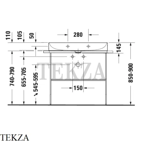 Duravit DuraSquare Раковина подвесная или на тумбу, без перелива 2353800041, белый глянец