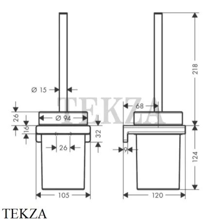 Hansgrohe AddStoris Туалетный ершик для унитаза настенный 41752340, черный хром brushed
