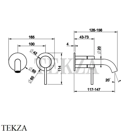 Gessi 316 TRAME Смеситель для раковины, внешняя часть, 11-14 см 54383-239, Steel Brushed