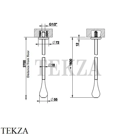 Gessi Goccia Излив для раковины потолочный 33699-299, черный матовый