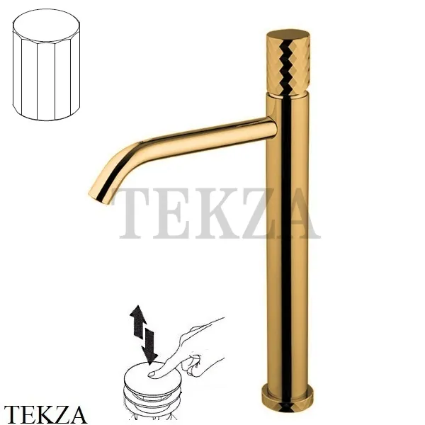 FIMA Carlo Frattini Spillo TECH V Смеситель для раковины, с донным клапаном F3031T/HXSVOS, Brushed gold