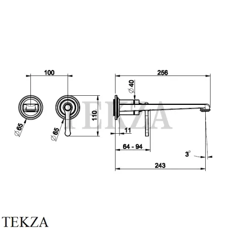 Gessi VENTI20 Смеситель для раковины длинный, внешняя часть 65088-720, Nickel PVD