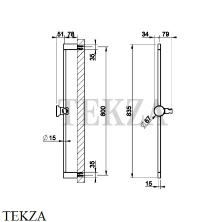 Gessi Origini ACCENT Штанга в комплекте с держателем 66144-727, Brushed Brass