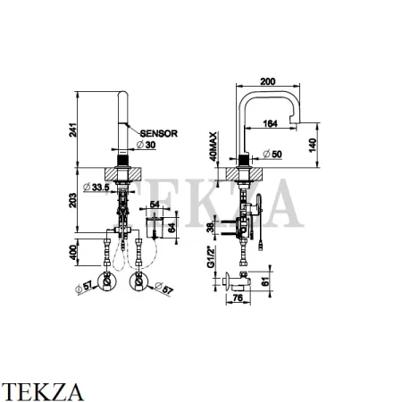 Gessi INCISO Электронный смеситель с кран-фильтром для регулировки температуры 58023-727, Brushed Brass