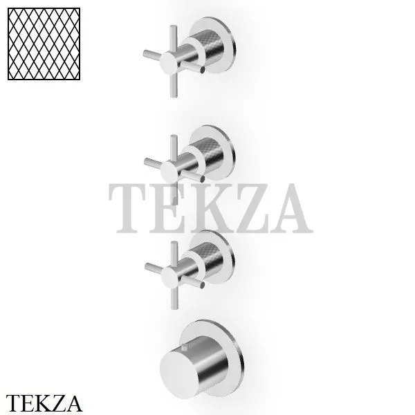 Zucchetti Helm Diagonal Термостат для душа на 3 потока, внешняя часть ZHM803.XG3, нержавеющая сталь brushed