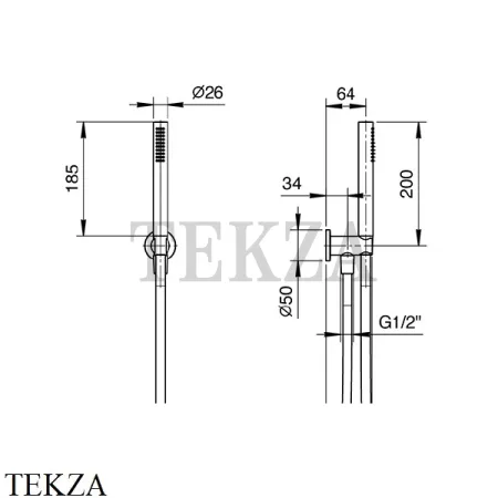 Fantini Душевой набор, ручная лейка FIT 86138093, черный матовый