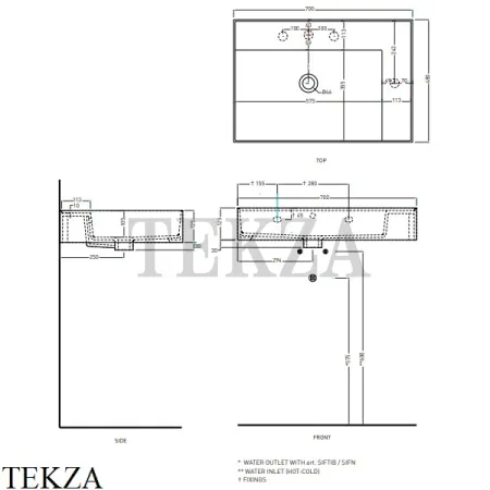 Cielo ENJOY Раковина 70 накладная или подвесная, с переливом EJLA70 AV, Avena