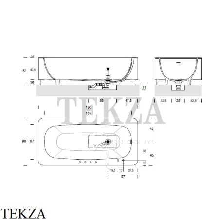 Milldue TAILOR BEND Отдельно стоящая ванна, композит 7780, белый матовый