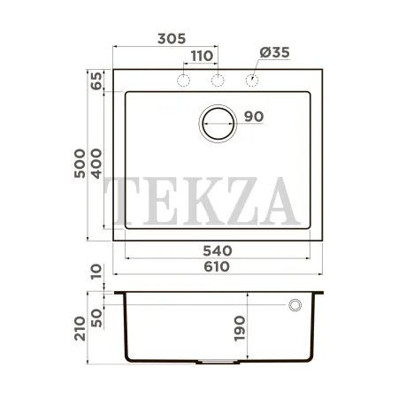Omoikiri Bosen 61 Кухонная мойка Tetogranit прямоугольная 61-CH 4991214 шампань