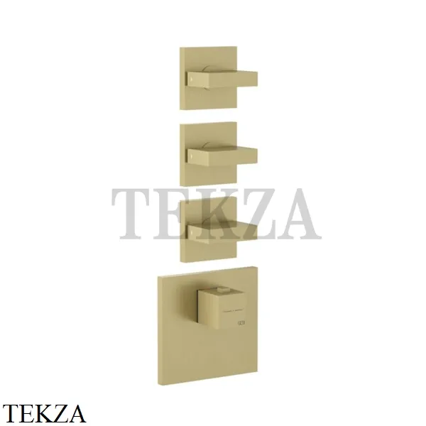 Gessi Rettangolo WELLNESS Термостат 3 выхода, внешняя часть 43216-727, Brushed Brass