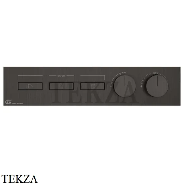 Gessi HI-FI Термостатический смеситель на 3 потока, внешняя часть 63014-707, Black Metal Brushed PVD