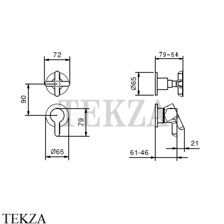 Fantini Icona Classic Смеситель для душа 2 потока, внешняя часть 5302R485B, хром глянец