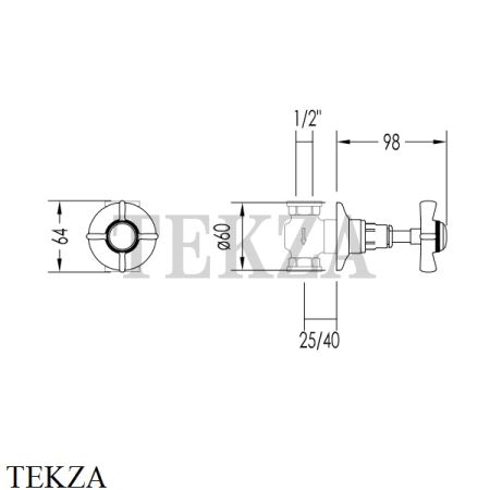 Devon&Devon COVENTRY Кран запорный HOT, COLD MARD78CR, хром глянец