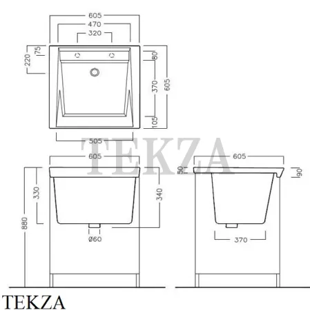 Hatria SPECIALS Тумба для хозяйственной раковины 60х60 YXNW01, белый глянец