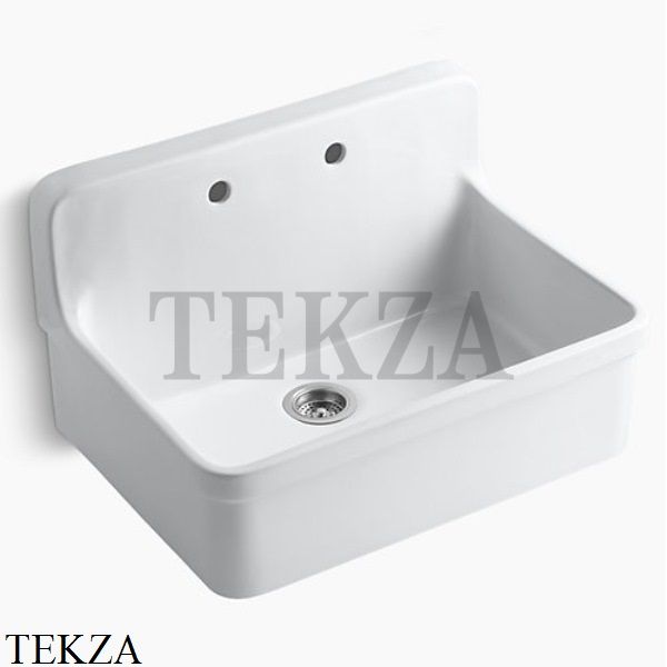 Kohler Gilford Мойка для кухни 76 с фартуком, 2 отверстия K-12700-0, белый глянец