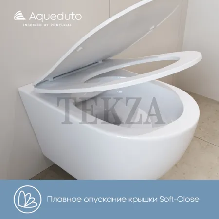 Aqueduto OVO Унитаз подвесной безободковый, сиденье c микролифтом OVO0120 Белый матовый