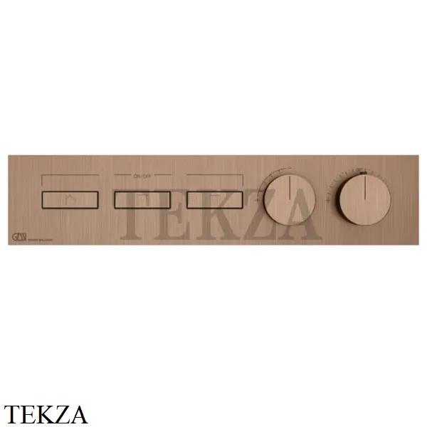 Gessi HI-FI Термостатический смеситель на 3 потока, внешняя часть 63014-708, Copper Brushed PVD