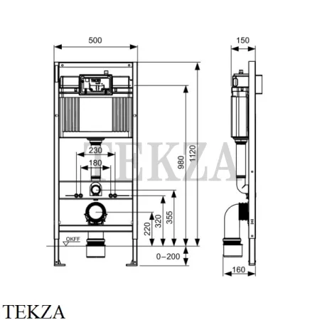 TECEbase Комплект инсталляции Base 2.0 для подвесного унитаза K440921, клавиша хром глянец TECEloop 2.0