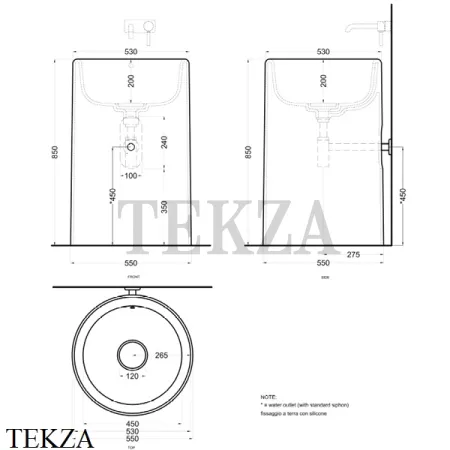 Cielo Itaca Раковина напольная круглая, слив в стену ITFREEP FU, Fumo