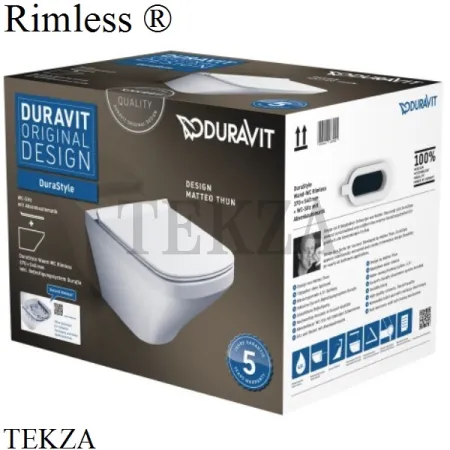 Duravit DuraStyle Унитаз подвесной (комплект) без ободка 45510900A1, сиденье микролифт SoftClose, белый глянец