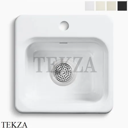 Kohler Northland Мойка для кухни квадратная встраиваемая сверху, 1 отверстие, чугун K-6579-1-0, белый глянец