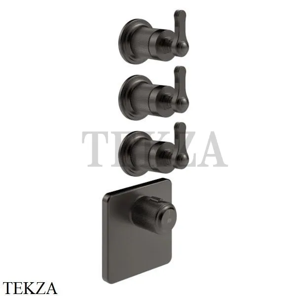 Gessi VENTI20 Термостат для душа, 3 потока, внешняя часть 65206-707, Black Metal Br. PVD