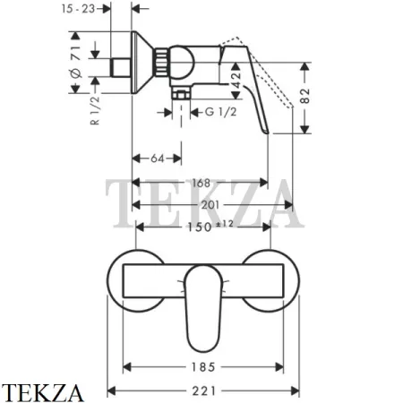 Hansgrohe Focus Смеситель для душа, наружный монтаж 31960000, хром глянец