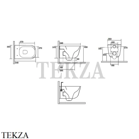 Kerasan Tribeca Унитаз подвесной без ободка, сиденье микролифт 511481, Nocciola