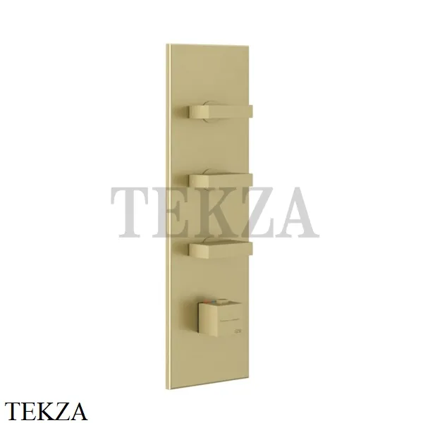 Gessi Rettangolo Wellness Термостат 3 выхода, внешняя часть 43026-727, Brushed Brass