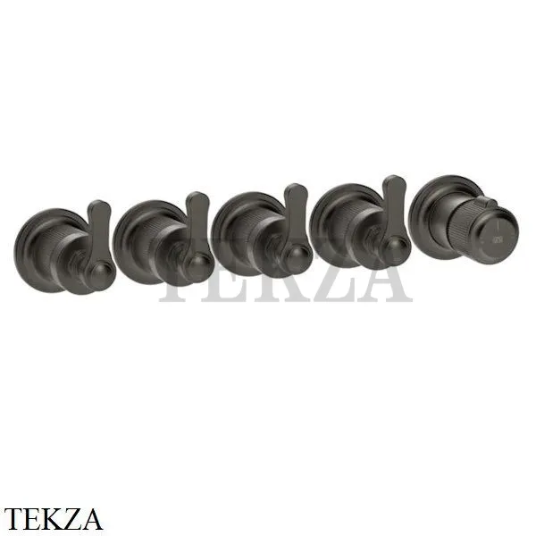 Gessi VENTI20 Термостат для душа, 4 потока, внешняя часть 65338-707, Black Metal Brushed