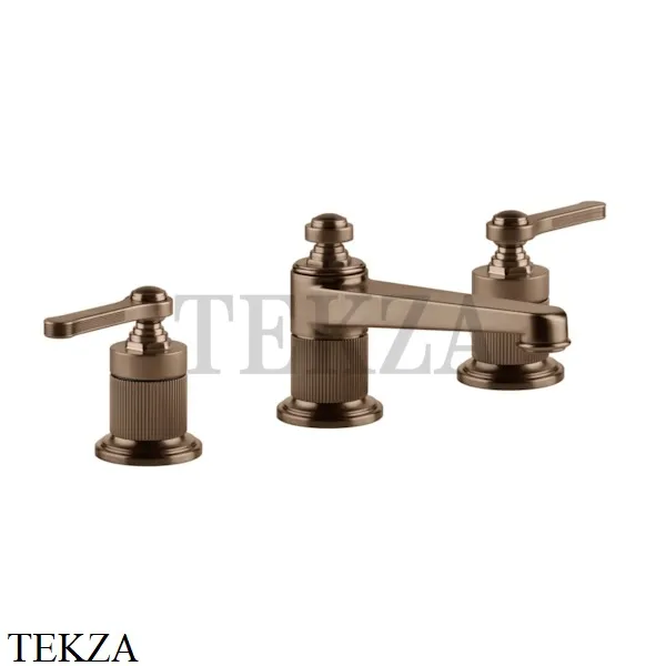 Gessi VENTI20 Смеситель для раковины на 3 отверстия низкий, без донного клапана 65013-708, Copper Brushed